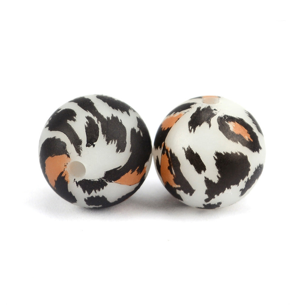 Wholesale 15mm 50PCS Luminous Water Drop Leopard Beads Silicone Beads